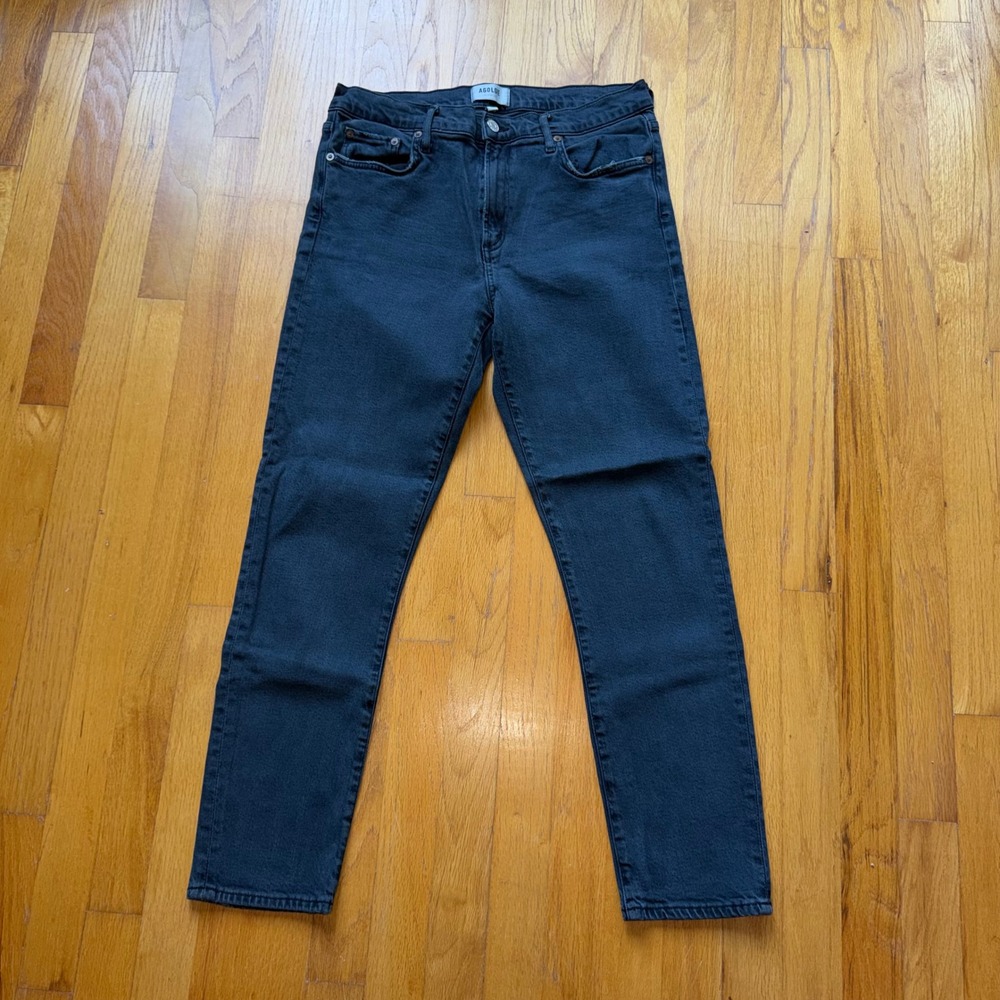 AGOLDE Toni Mid Rise Straight Leg Jeans Washed Black Womens 29 Minimalist Crop